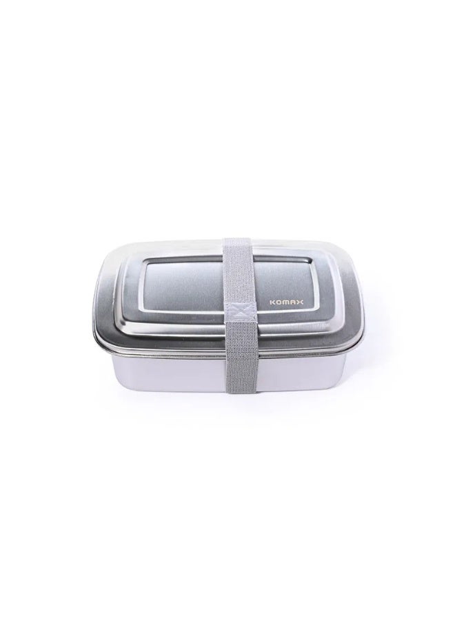 komax Rectangular steel food container, 2 compartments - Image 1